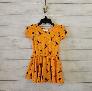 Dot Dot Smile Orange Witch Hat Stars Halloween Toddler Kids Dress Size 2T